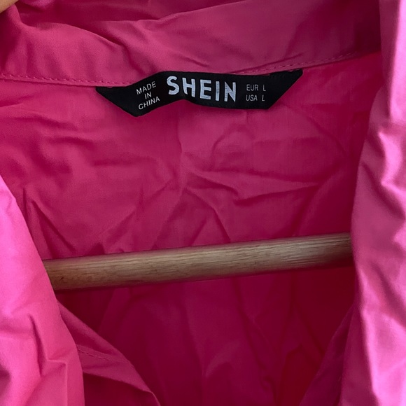 SHEIN Neon Pink Tie Neck Exaggerate Ruffle Trim Top - Picture 9 of 11